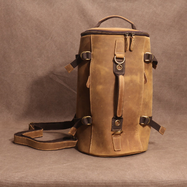 Mochila de Cuero Genuino Crazy Horse para Hombre - Gran Capacidad