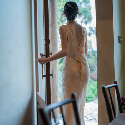 Vestido Elegante Retro Francés de Seda con Encaje - Colección Festiva - Image 6