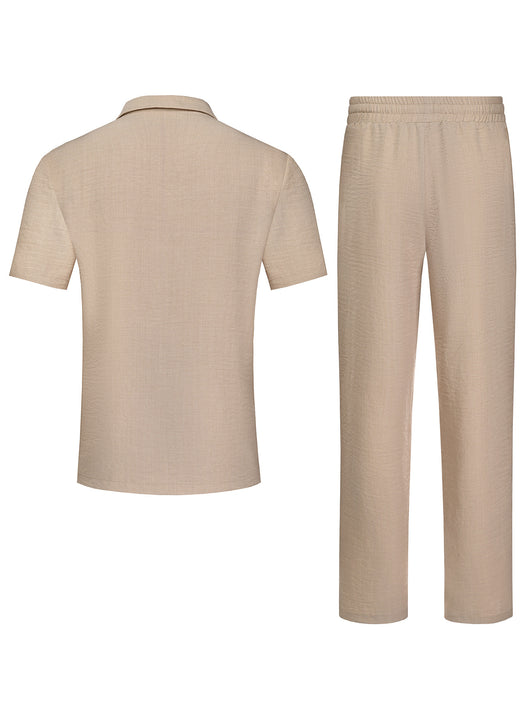 Conjunto Elegante de Camisa y Pantalón de Color Liso para Hombre - Image 20