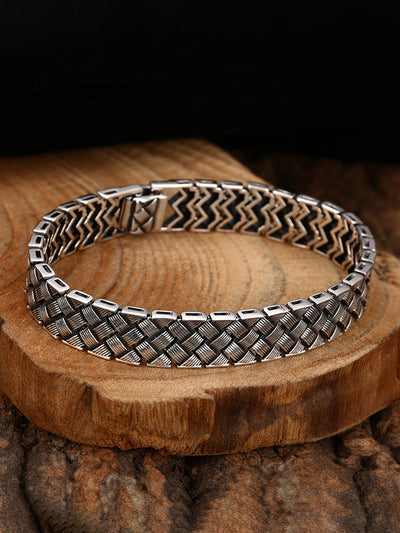 Pulsera de Plata 925 con Diseño Tejido de Líneas Cruzadas - Image 8