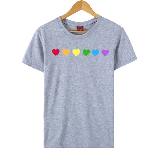 Playera Estampada Corazón Arcoíris Manga Corta - Image 2
