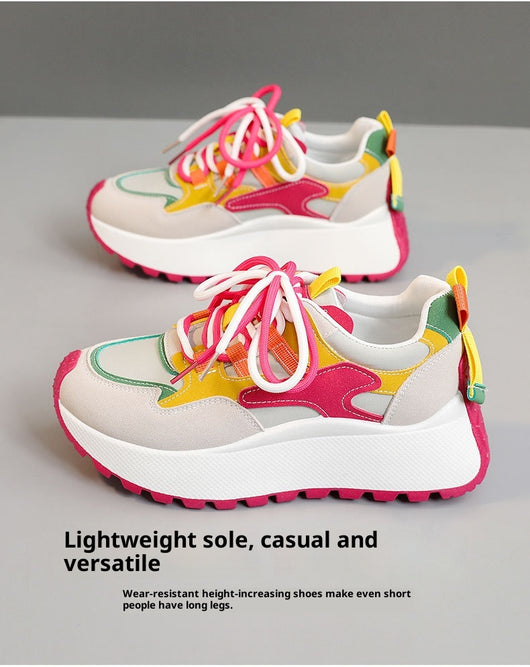 Tenis Dad Shoes Mujer Verano Otoño con Plataforma y Detalles en Contraste - Image 12