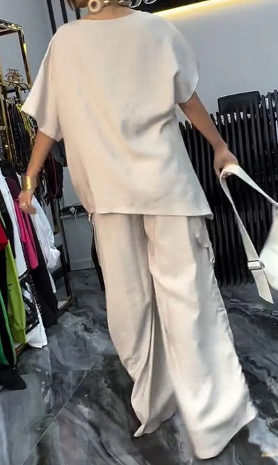 Conjunto de Verano: Blusa Cuello Redondo y Pantalón Casual para Mujer - Image 12