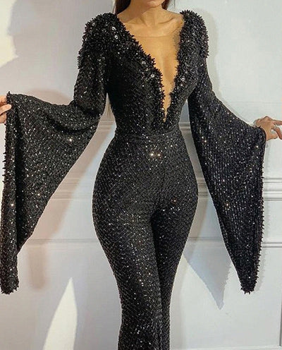Jumpsuit con Lentejuelas y Cuello en V - Image 10