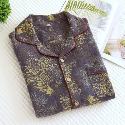 Pijama de Algodón Teñido Invierno para Parejas - Manga Larga Versátil - Image 11