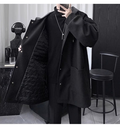 Abrigo de Lana Acolchado con Capucha para Hombre - Largo Medio - Image 7
