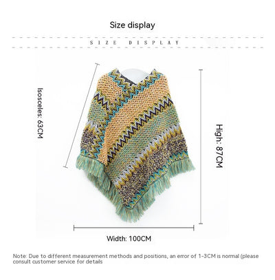 Poncho Navideño Étnico Rojo para Mujer - Image 18