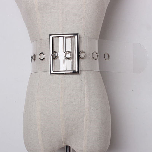 Cinturón Transparente PVC Ancho para Mujer