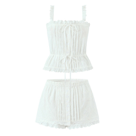 Conjunto de Blusa sin Mangas Bordada y Culotte de Algodón