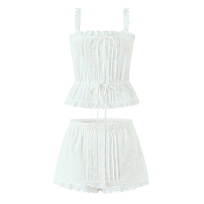 Conjunto de Blusa sin Mangas Bordada y Culotte de Algodón