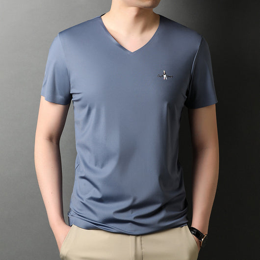 Camiseta Hombre Cuello V Manga Corta Efecto Frío Transpirable sin Marcas - Image 13