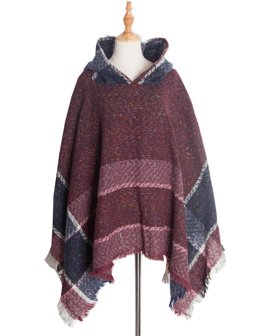 Poncho Capa Sudadera con Capucha Patrón Espina de Pez para Mujer - Image 9