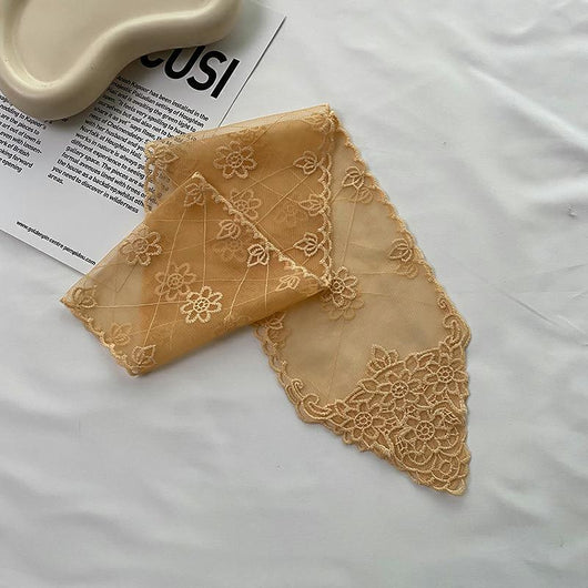Pañuelo de Seda Bordado con Encaje - Cinta para Cabello Elegante - Image 16