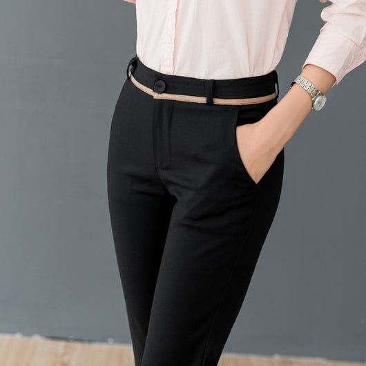 Pantalones de Vestir Rectos Elásticos de Cintura Alta para Mujer - Image 6