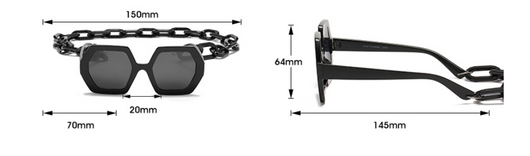 Octagonal sunglasses with brown gradient lenses and a tortoiseshell chain strap on a white background. - Image 8