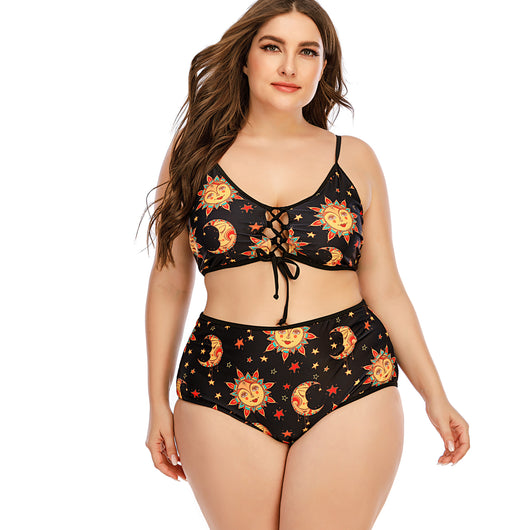 Bikini de Cintura Alta con Tiras Cruzadas y Estampado Digital - Image 4
