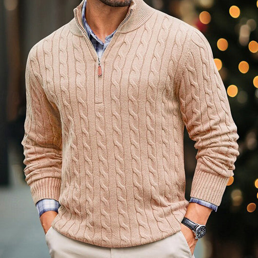 Suéter de Punto Entallado con Cierre y Cuello Mock Neck - Image 14