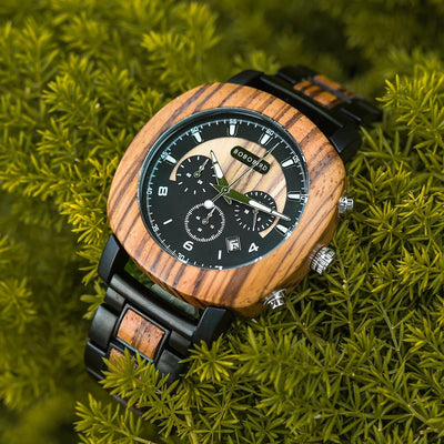 Reloj de Madera Multifunción con Tres Esferas de Cuarzo - Image 5