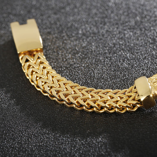 Pulsera Cadena Mesh Dorada Hip Hop Acero Inoxidable para Hombre - Image 5