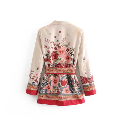 Traje Casual de Otoño para Mujer con Blazer Estampado y Cinturón, Pantalón Ancho - Image 15