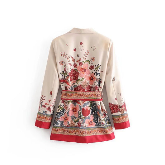 Traje Casual de Otoño para Mujer con Blazer Estampado y Cinturón, Pantalón Ancho - Image 15