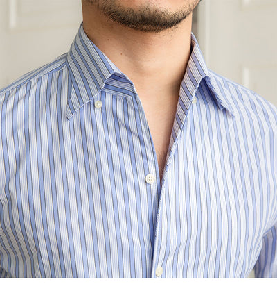 Camisa Casual de Algodón con Cuello y Rayas para Hombre - Image 4