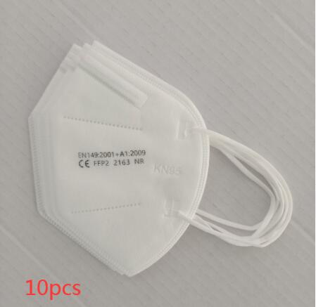 Stack of red KN95 protective masks with white ear loops, showing FFP2 certification and '10pcs' text. - Image 10