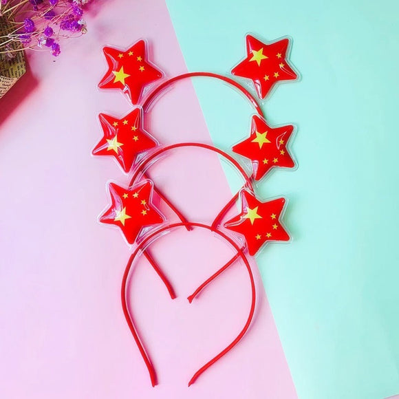 Pasador Bandera Roja Cinco Estrellas - Clip y Diadema Patriótica