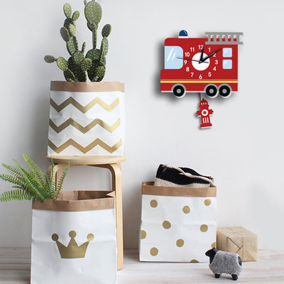 Reloj de Pared Decorativo Camión de Bomberos con Péndulo Animado - Image 2
