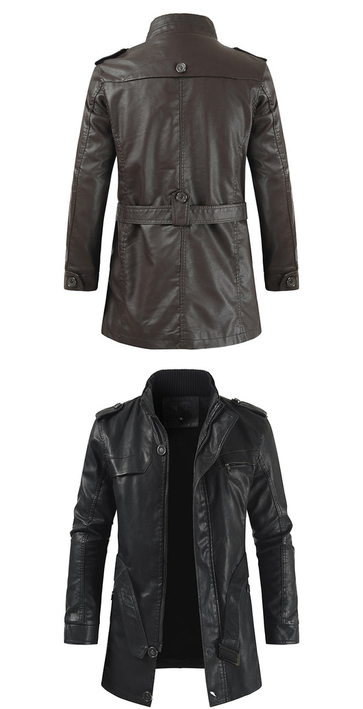 Abrigo Casual de Piel Sintética con Forro Polar para Hombre - Image 10