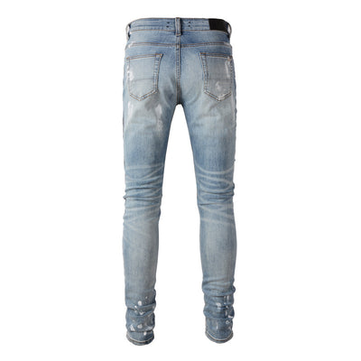 Jeans Slim Fit Rotos con Parches - Estilo Urbano Europeo y Americano - Image 6
