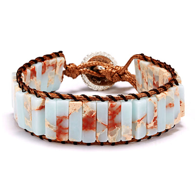 Pulsera de Cuero Tejida a Mano con Piedra Imperial Coloreada - Image 9