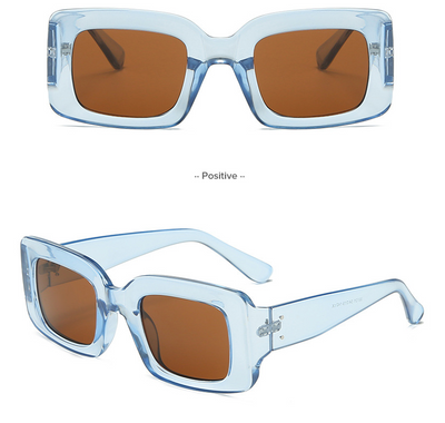 White square-frame sunglasses with dark gray lenses, featuring a chunky and fashionable design. - Image 26