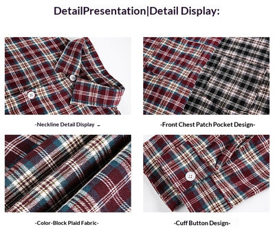 Camisa de Cuadros Retro Bloques de Color para Hombre - Image 22