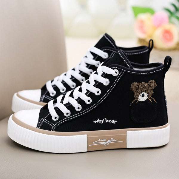 Zapatillas Altas para Mujer con Bolsillos y Diseño Oso