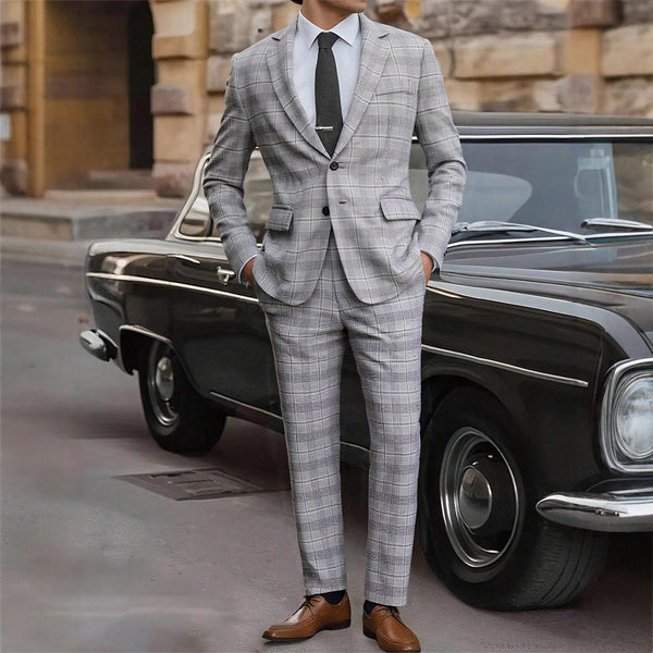 Traje Ejecutivo Slim Fit a Cuadros - Conjunto de Dos Piezas