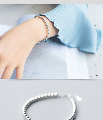Pulsera de Plata S925 con Bolitas Redondas - Joya Retro Minimalista - Image 8