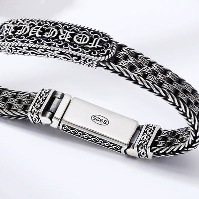 Pulsera de Plata 925 con Patrón de Hierba Tang Retro - Image 10