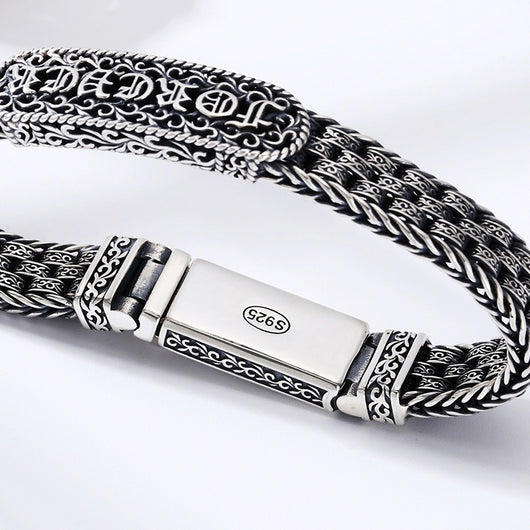 Pulsera de Plata 925 con Patrón de Hierba Tang Retro - Image 10