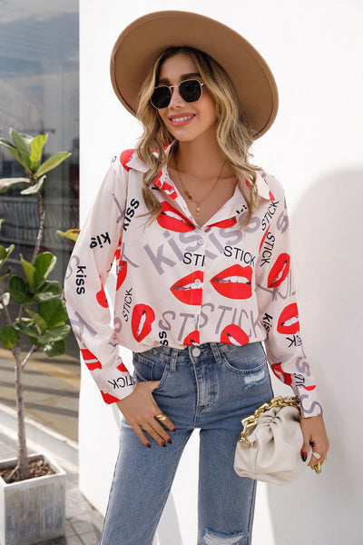 Camisa Estampada para Mujer con Cuello de Pie y Manga Larga - Image 2