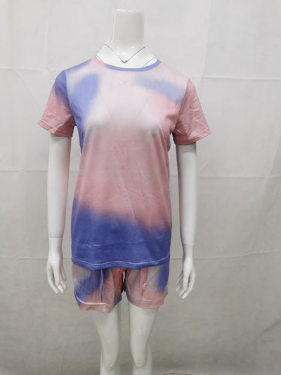 Pijama Tie Dye Estilo Europeo Manga Corta para Casa - Image 24