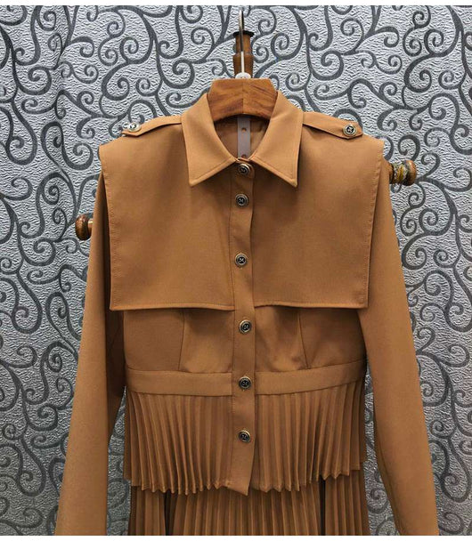 Traje Falda Plisada Estilo Occidental Elegante Dos Piezas para Mujer - Image 15
