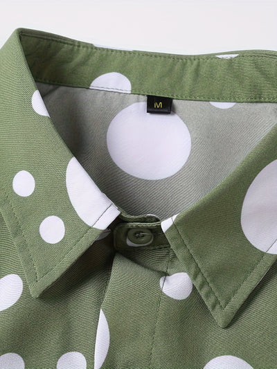 Camisa Casual de Manga Larga con Lunares para Adolescentes y Hombres - Image 6