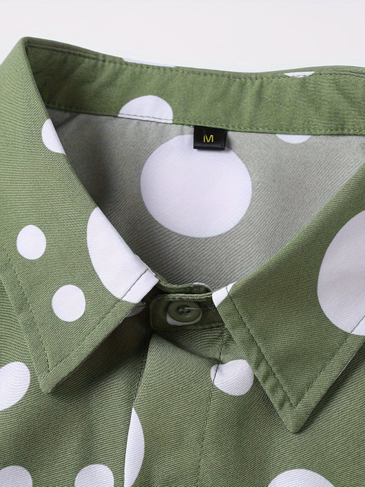 Camisa Casual de Manga Larga con Lunares para Adolescentes y Hombres - Image 6