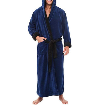 Bata de Baño Hombre Franela con Capucha Acolchada Invierno - Image 8