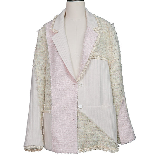 Blazer Oversized de Lana con Panel Tejido para Mujer - Image 8