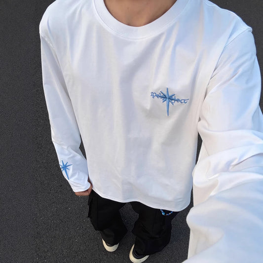 Playera Manga Larga Premium con Letras Bordadas para Hombre