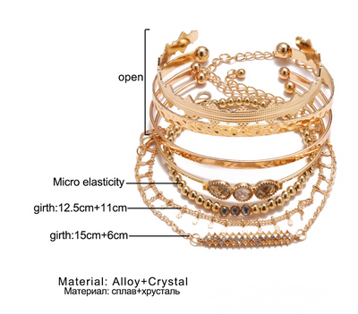 Pulsera Étnica de 7 Piezas con Diamantes - Image 6