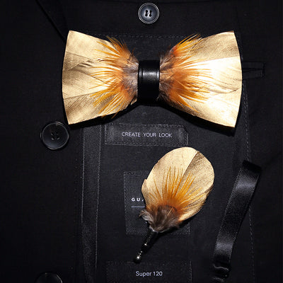 Broche Moño de Plumas para Padrino - Flor de Solapa Elegante - Image 3