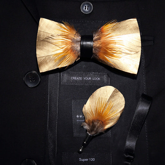 Broche Moño de Plumas para Padrino - Flor de Solapa Elegante - Image 3